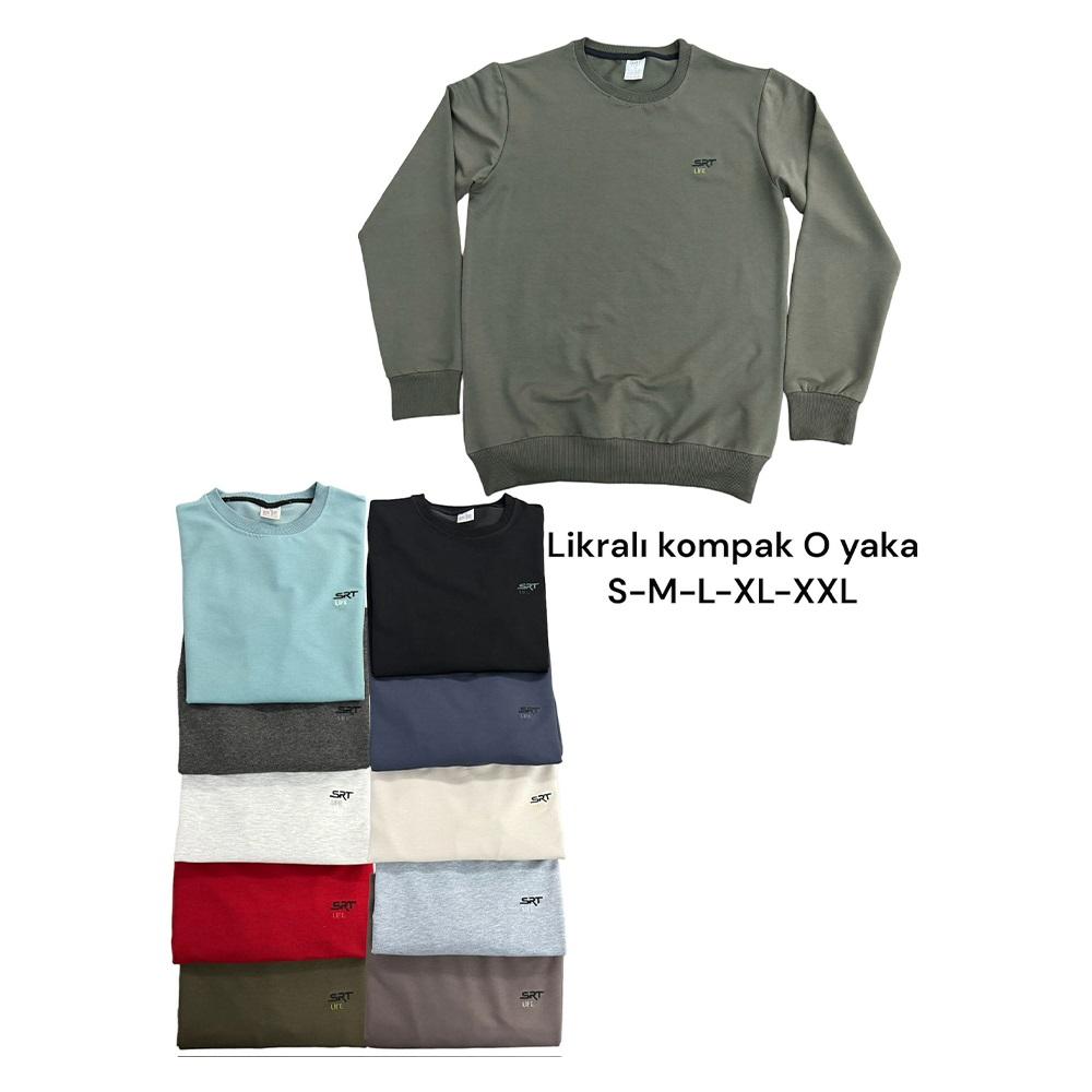 Srt 4797 Erkek Kompak Penye Srt Lıfe Nakışlı Sıfır Yaka Sweat S-2XL