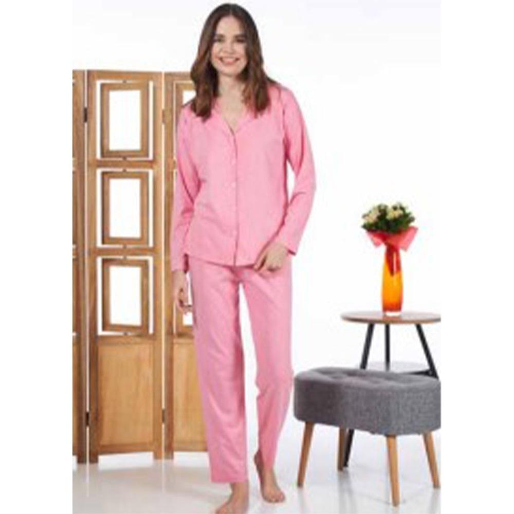 Estiva 24129 Bayan Süprem Boydan Düğmeli Uzun Kol Pijama Takımı S-M-L-XL