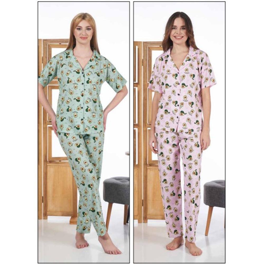 Estiva 24127 Bayan Süprem Boydan Düğmeli Kısa Kol Pijama Takımı S-M-L-XL