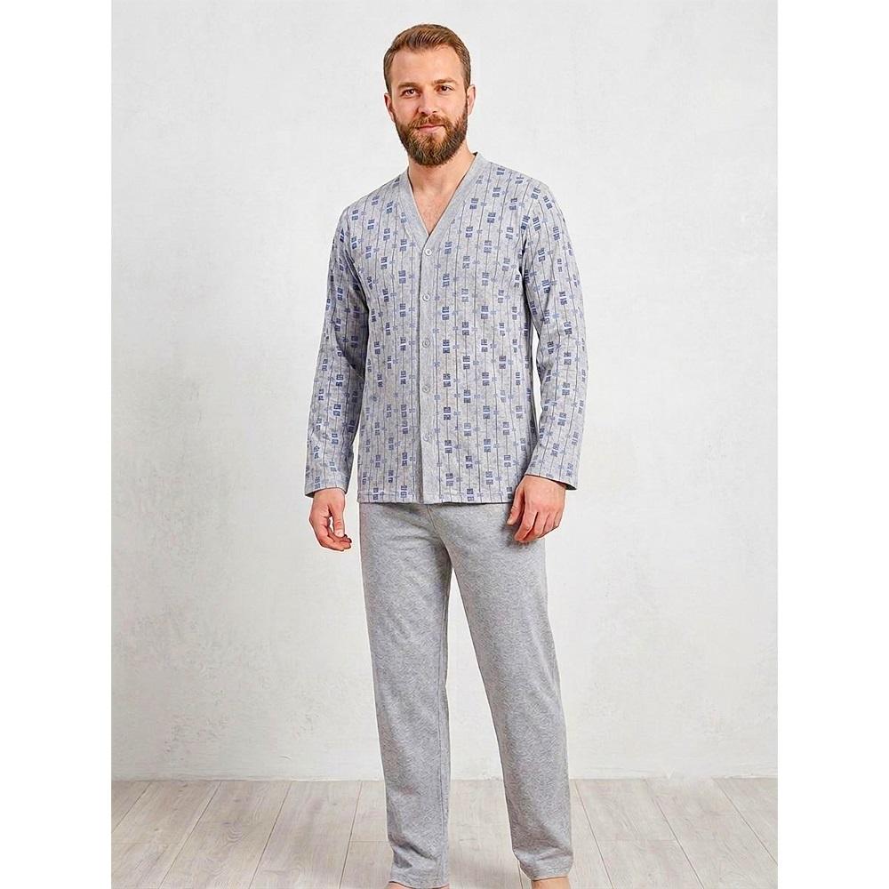 Yen Teks 203 Erkek Boydan Düğmeli Pijama Takımı M-2XL