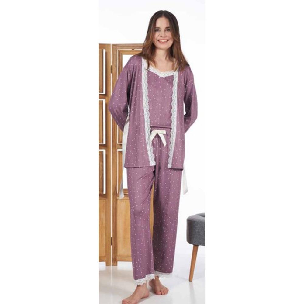 Estiva 24172 Bayan Pegasus Sabahlıklı 3 Lü Pijama Takımı S-XL