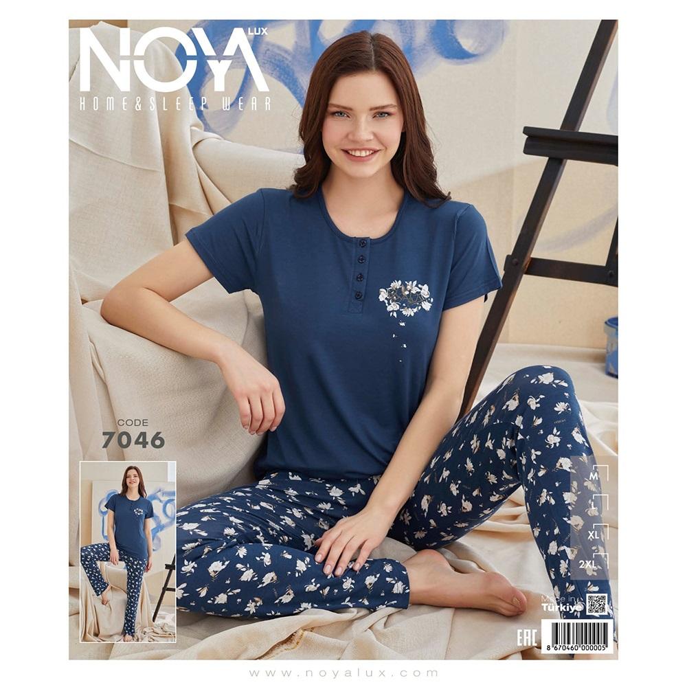 Noya Lux 7046 Bayan Ring Viskon Kısa Kol Pijama Takımı M-XXL