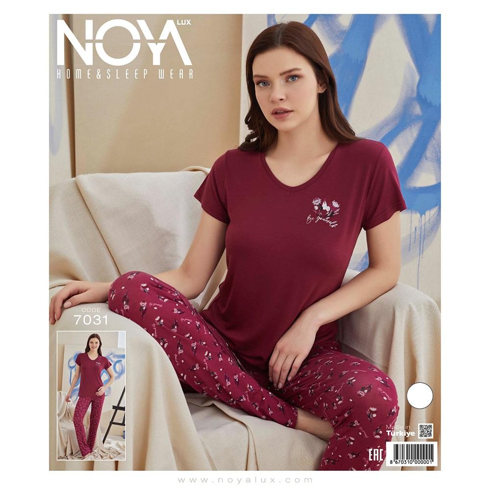 Noya Lux 7031 Bayan Ring Viskon Kısa Kol Pijama Takımı M-XXL