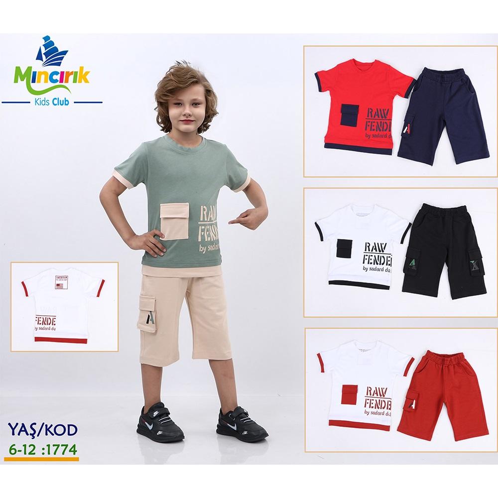 Keskinler Kids 1774 Erkek Çocuk Cep Kapaklı 2 İp Şortlu Takım 6-12 Yaş