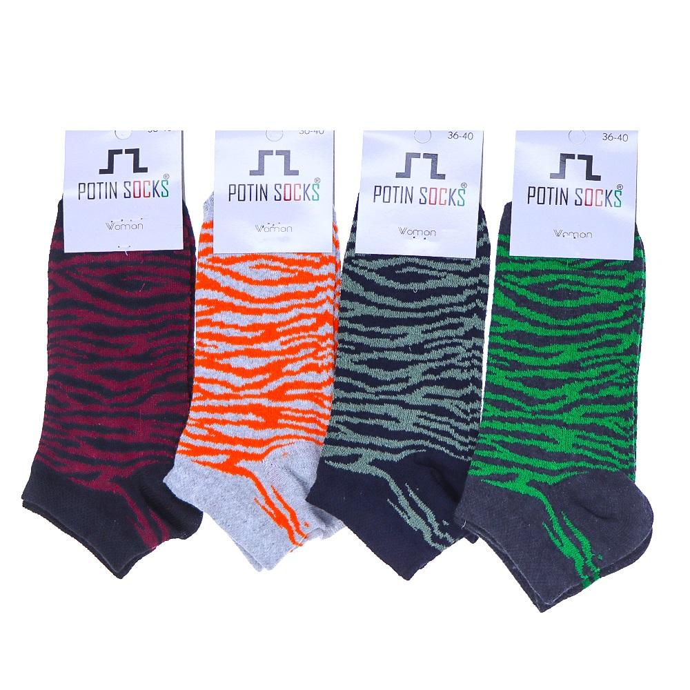 Potin Lady 0604 Bayan Rejenere Likralı Desenli Mevsimlik Patik Çorap