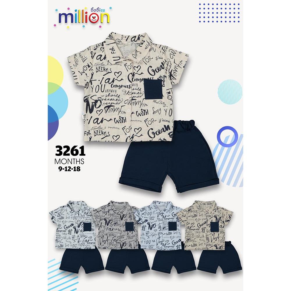 Million 3261 Erkek Bebe Yazılı Gömlekli 2 Li Takım 3-6-12 Ay