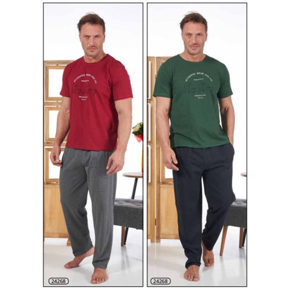 Estiva 24268 Erkek Penye Kısa Kol Pijama Takımı M-L-XL