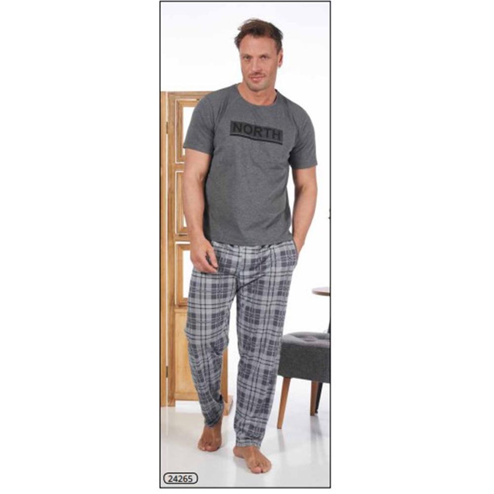 Estiva 24265 Erkek Penye Kısa Kol Pijama Takımı M-L-XL