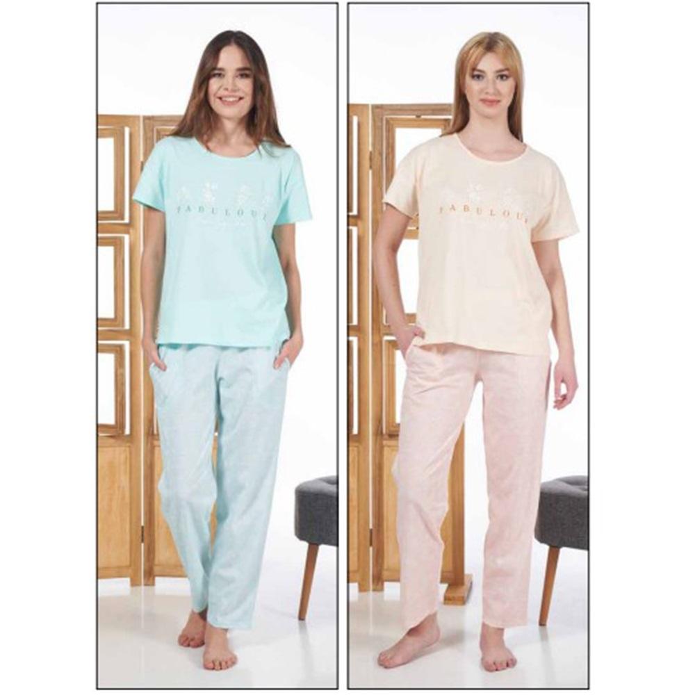 Estiva 24114 Bayan Süprem Kısa Kol Pijama Takımı S-M-L-XL