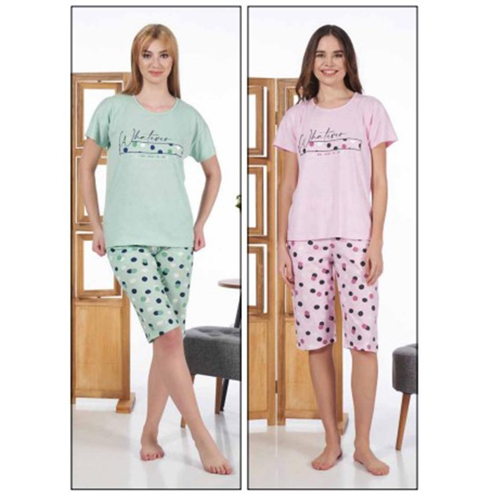 Estiva 24054 Bayan Süprem Kısa Kol Kapri Pijama Takımı S-M-L-XL