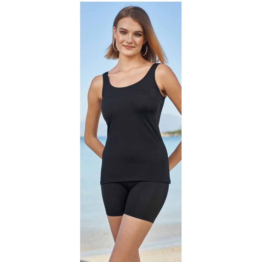 Estiva 2518 100 Bayan Şortlu Düz Tankini Mayo M-3XL