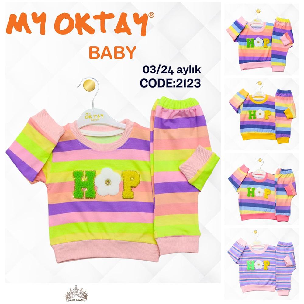 MY Oktay 2123 Kız Bebe Hop Süzine Nakışlı 2 Li Takım 3-6 Ay-12-18 Ay