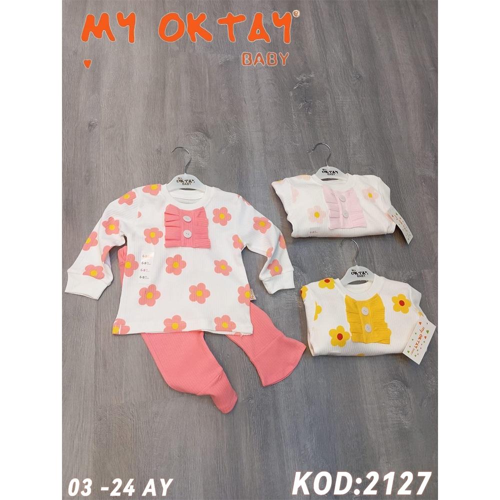 MY Oktay 2127 Kız Bebe Papatyalı 2 Li Takım 3-6 Ay-12-18 Ay