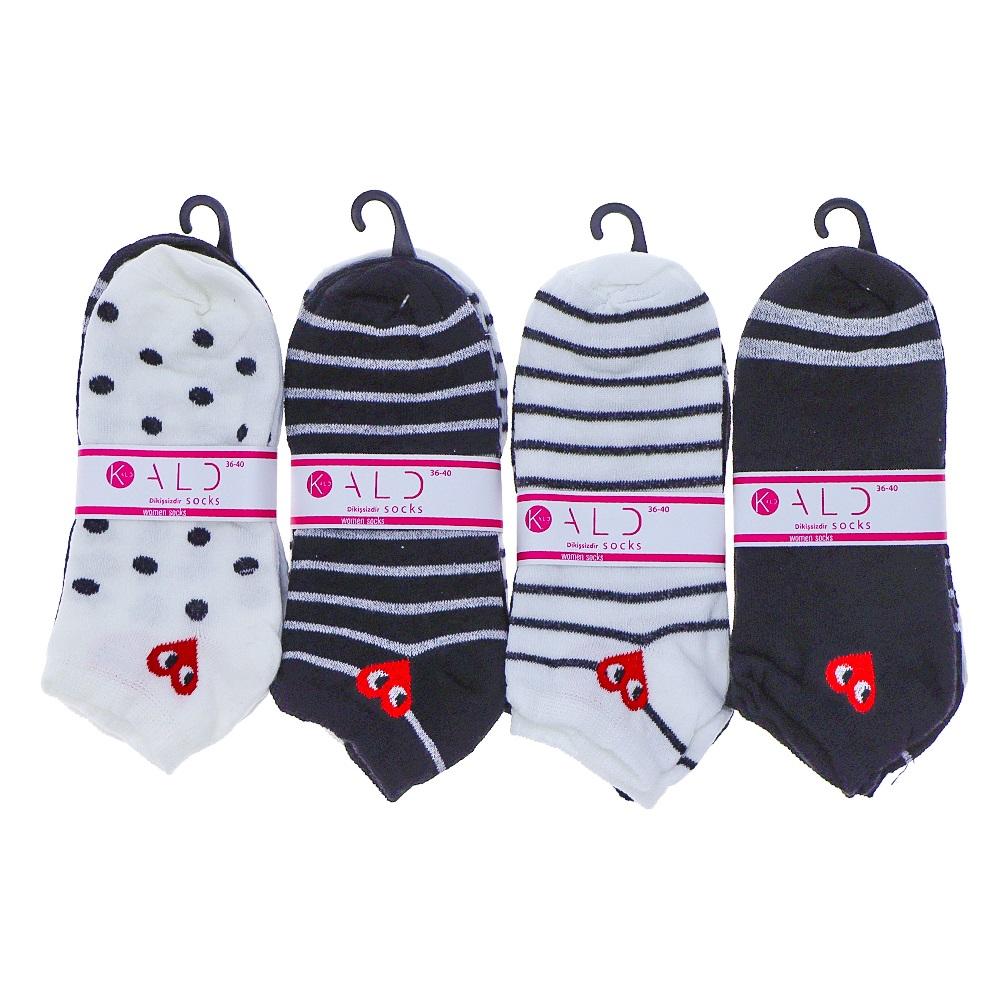 Kald Socks Bayan 4006 Dikişsiz 3 Lü Kuşaklı Likralı Patik Çorap