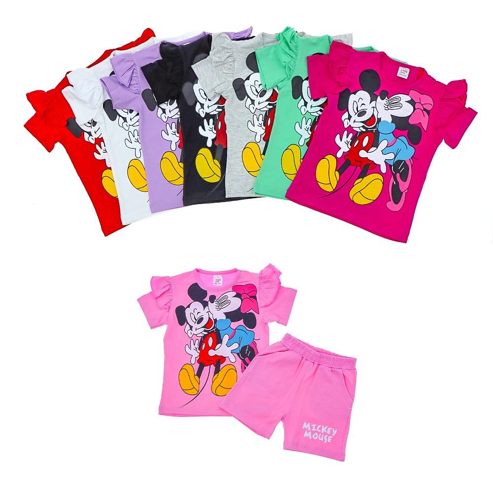 Bıcır Kids Kız Çocuk Penye Mickey Ve Minnie Mouse Baskılı Şortlu Takım 3-6 Yaş