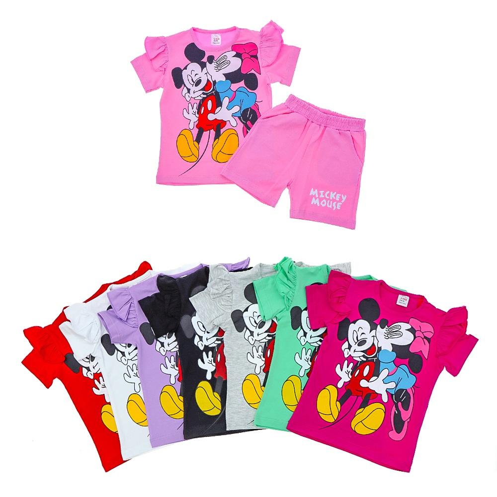 Bıcır Kids Kız Çocuk Penye Mickey Ve Minnie Mouse Baskılı Şortlu Takım 7-10 Yaş