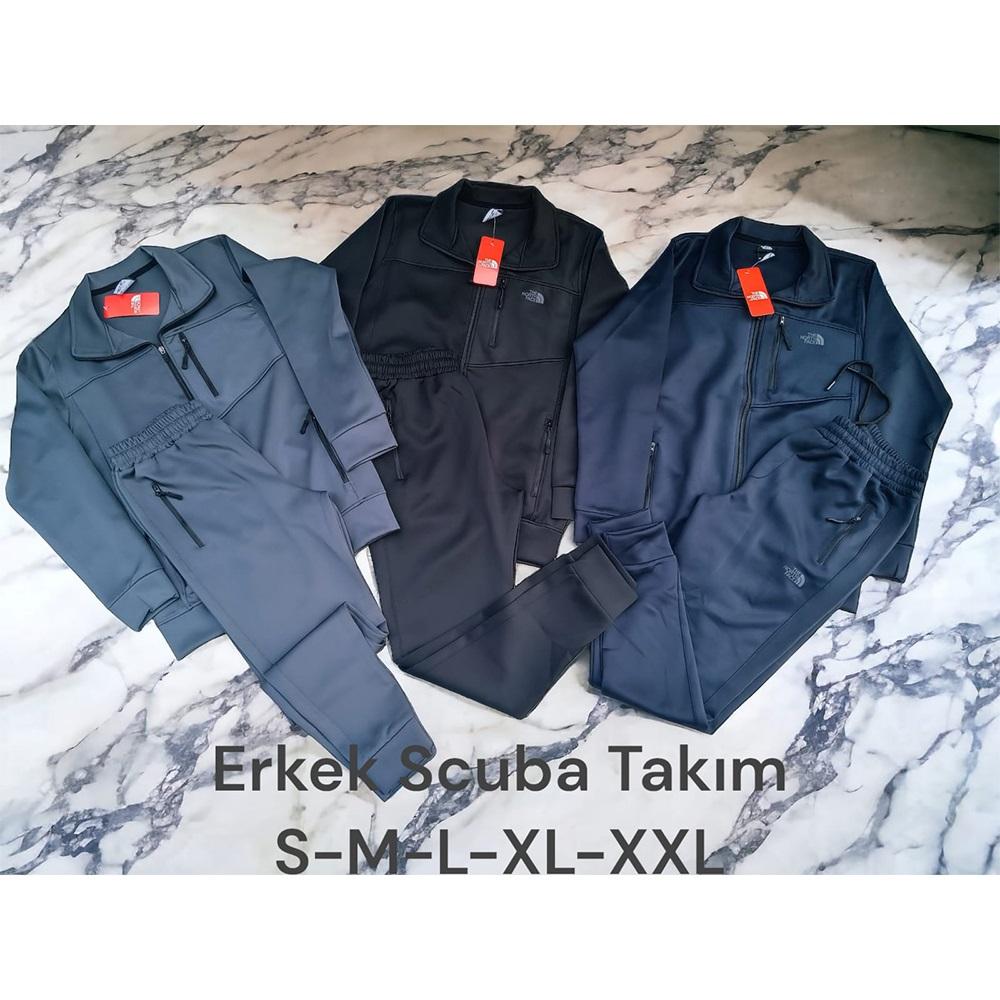 Baran Erkek 6221 Scuba The North Face Baskılı Dar Paça Fermuarlı Eşofman Takım S-XXL(5 Li)