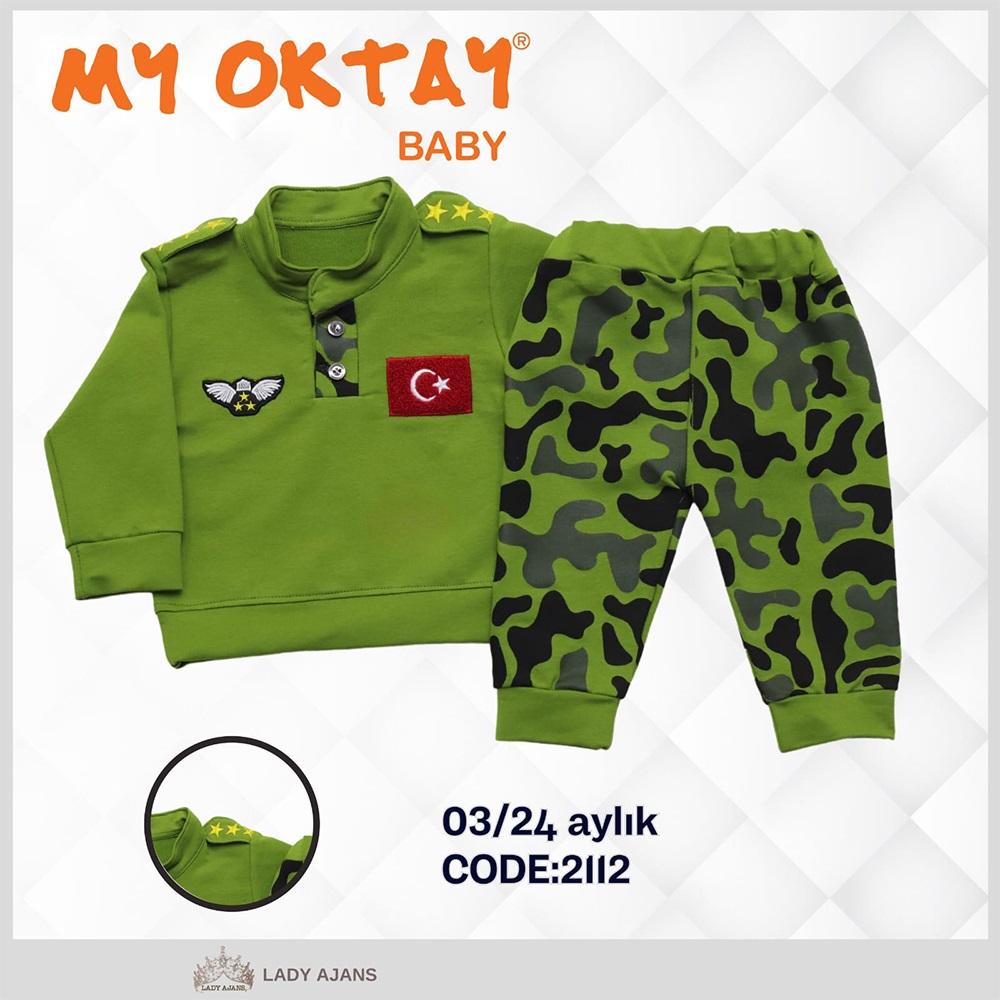 My Oktay 2112 Erkek Bebe Yüzbaşılı Penye 2 Li Takım 3-18 Ay