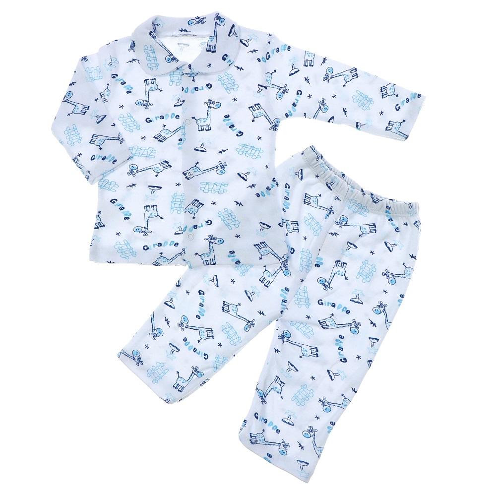 Bebişş 1201 Bebe Penye Desenli Yakalı Pijama Takımı 3-9 Ay