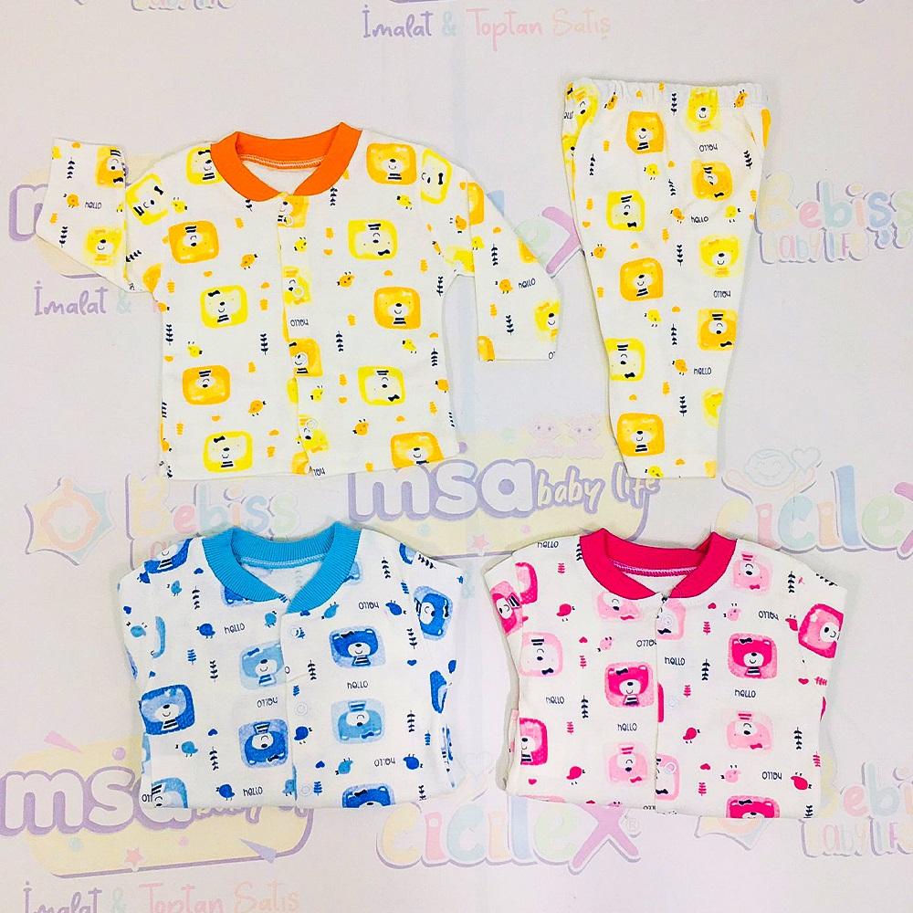 Bebişş 1200 Bebe Desenli Çıtçıtlı Pijama Takımı 3-6 Ay