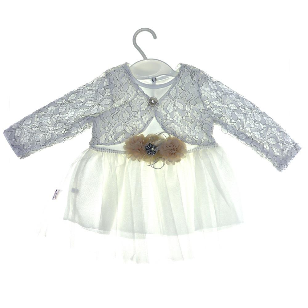 0013 Kız Gold Gümüş Bolerolu Penye Elbise Takım-6-12-18 AY