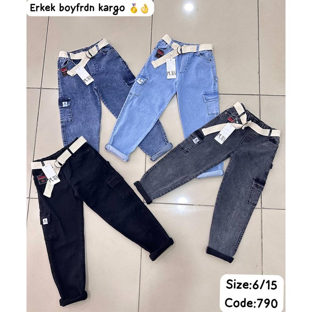 Puba 790-2 Erkek Çocuk Cotton Boy Friend Kargo Cep Kot Pantolon 11-15 Yaş