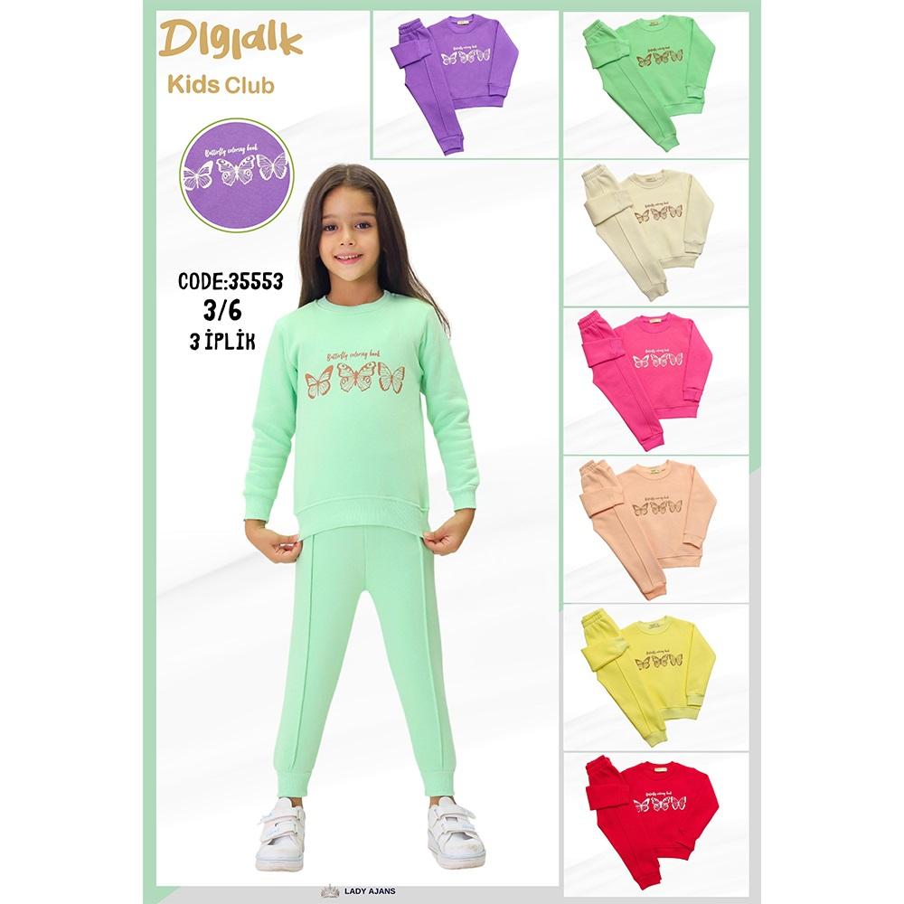 Dıgıdık Kids 355553 Kız Çocuk 3 İp Şardonlu Butterfly Baskılı Takım 3-6 Yaş