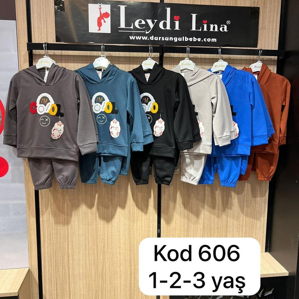 Leydi Lina 606 Erkek Çocuk Cool Nakışlı Kapşonlu Takım 1-3 Yaş