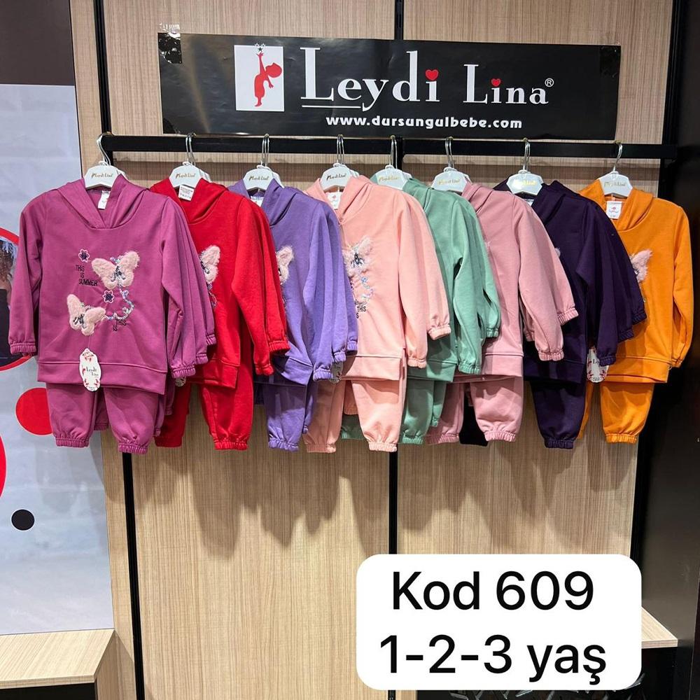 Leydi Lina 609 Kız Çocuk Kelebek Nakışlı Kapşonlu Takım 1-3 Yaş