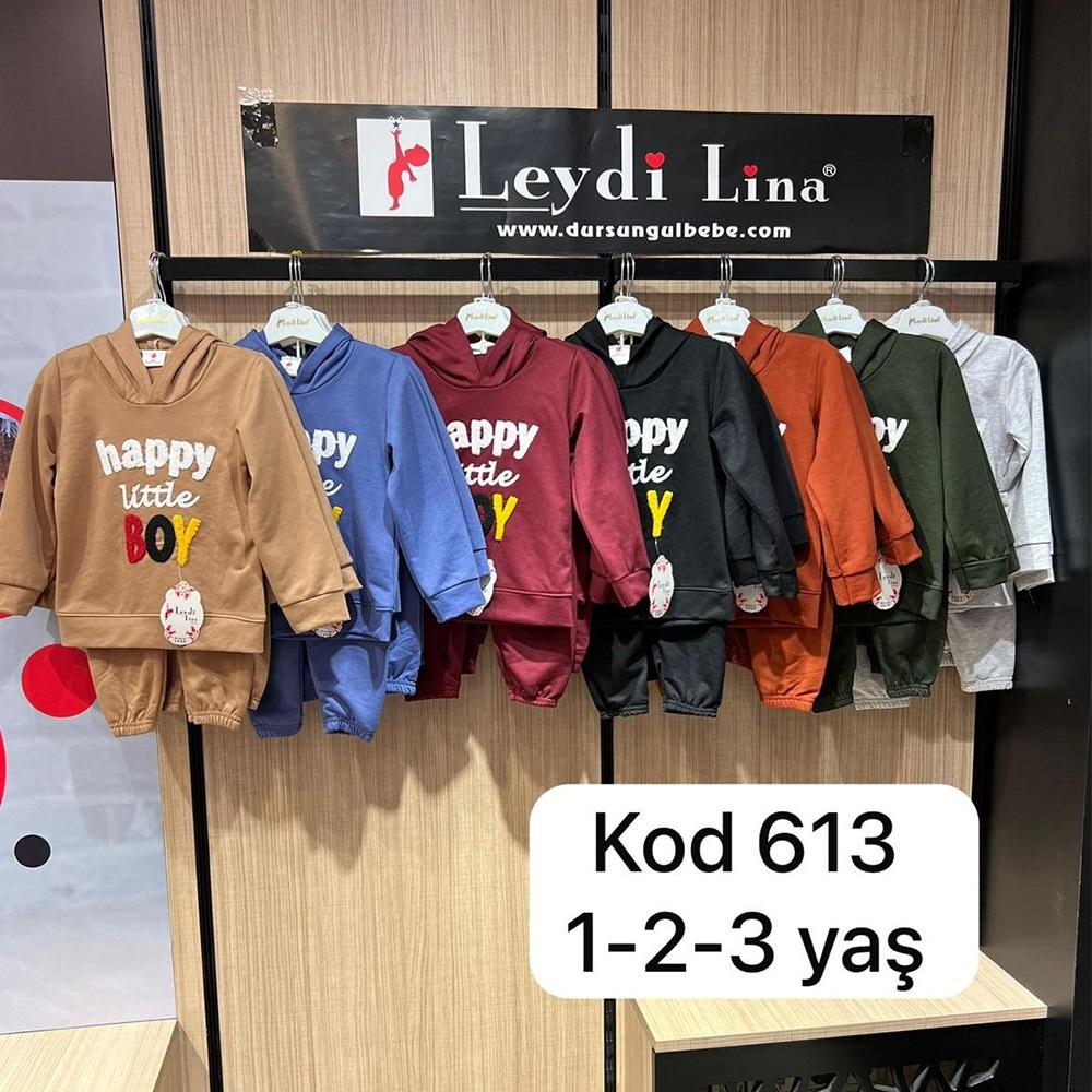 Leydi Lina 613 Erkek Çocuk Happy Boy Nakışlı Kapşonlu Takım 1-3 Yaş