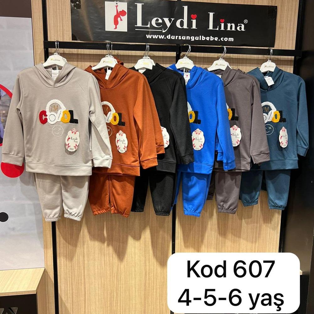 Leydi Lina 607 Erkek Çocuk Cool Nakışlı Kapşonlu Takım 4-6 Yaş