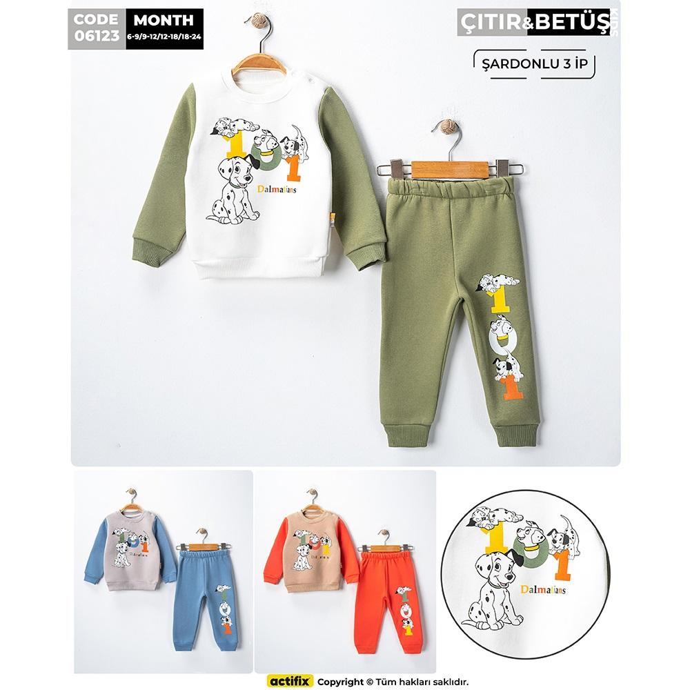 Çıtır Kids 6123 Erkek Bebe 3 İp Dalmaçyalılar Baskılı Takım 6-24 Ay