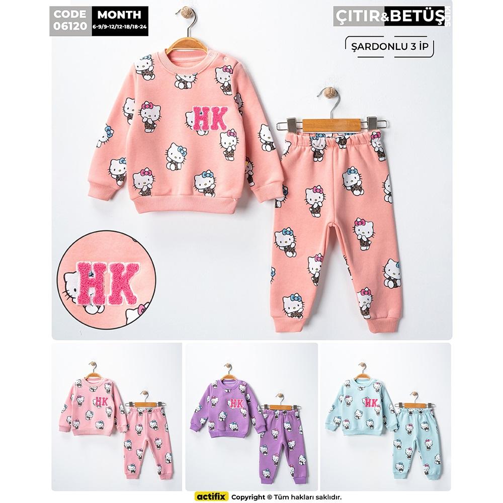 Çıtır Kids 6120 Kız Bebe 3 İp Hello Kitty Baskılı Takım 6-24 Ay