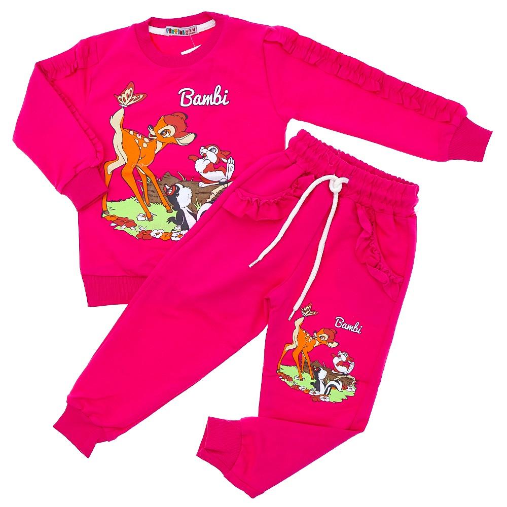 Tintini Kids Kız Çocuk 2 iP Penye Bambi Basklı Takım 3-10 Yaş