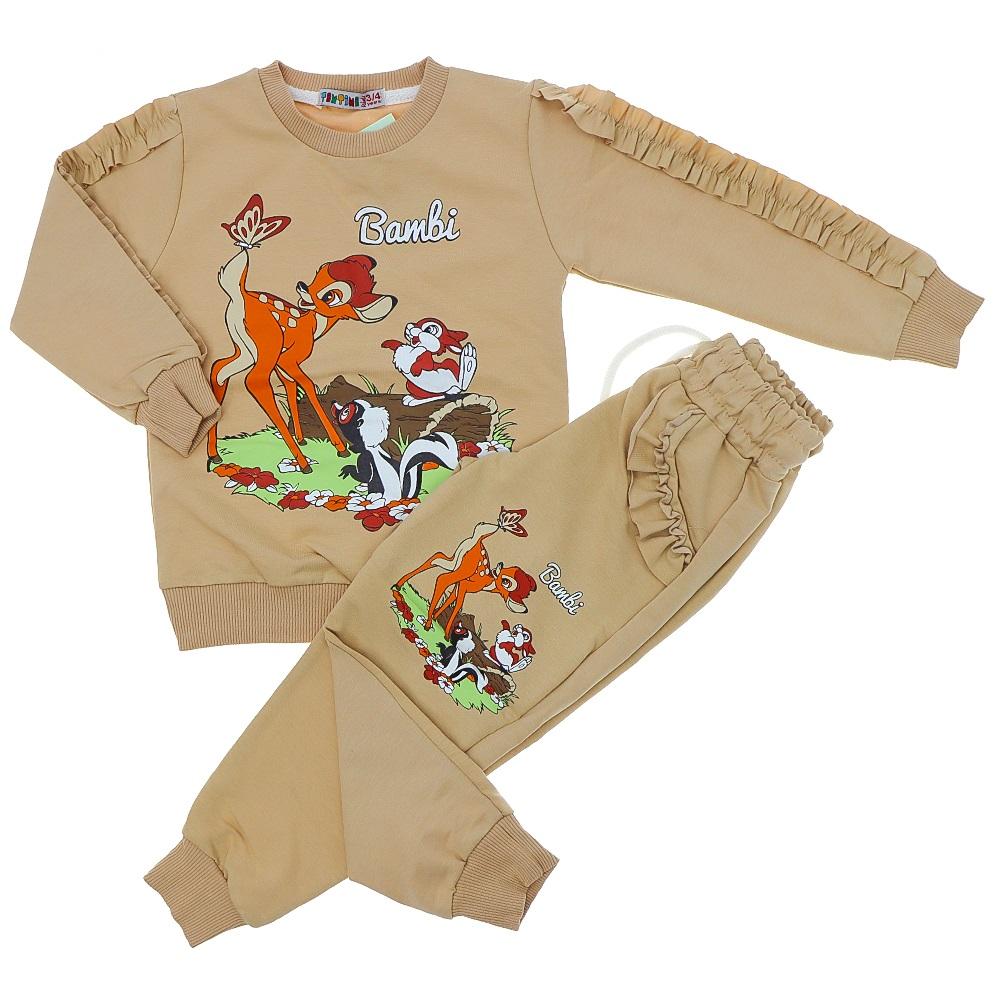 Tintini Kids Kız Çocuk 2 iP Penye Bambi Basklı Takım 3-10 Yaş