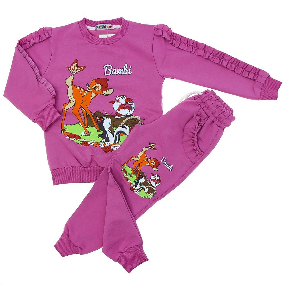 Tintini Kids Kız Çocuk 2 iP Penye Bambi Basklı Takım 3-10 Yaş