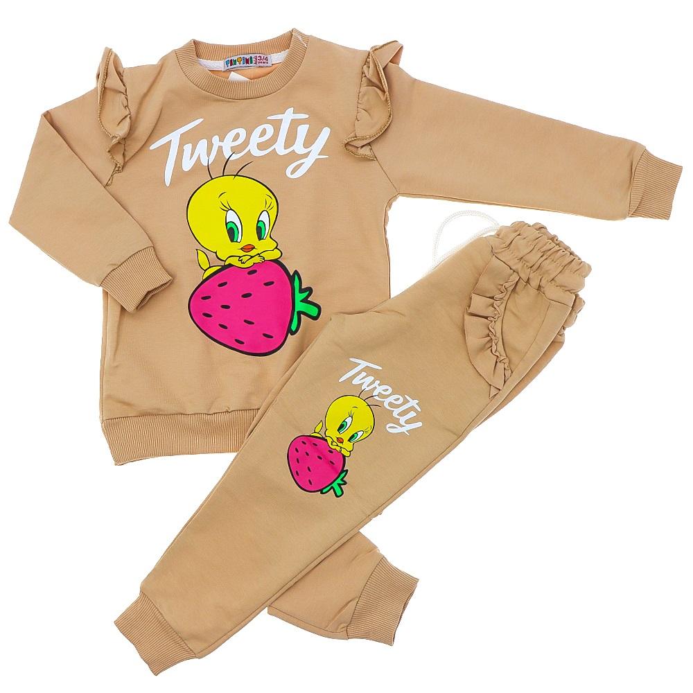 Tintini Kids Kız Çocuk 2 iP Penye Twetty Baskılı Takım 3-10 Yaş