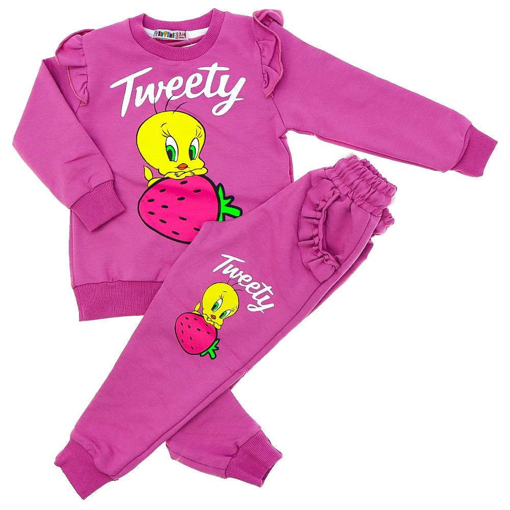 Tintini Kids Kız Çocuk 2 iP Penye Twetty Baskılı Takım 3-10 Yaş