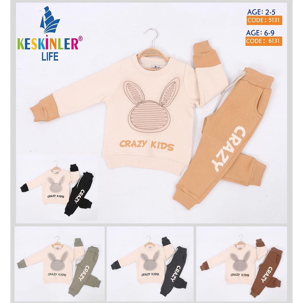 Keskinler Lıfe 5131 Erkek Çocuk 3 İp Crazy Kids Baskılı Takım 2-5 Yaş