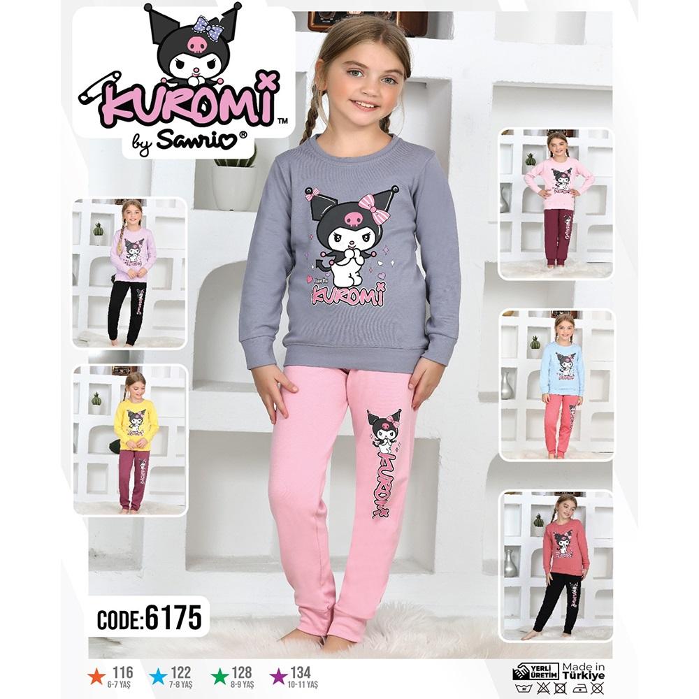 Kuromi 6175 Kız Çocuk Gez İnterlok Kuromi Baskılı Uzun Kol Pijama Takımı 6-7-10-11 Yaş