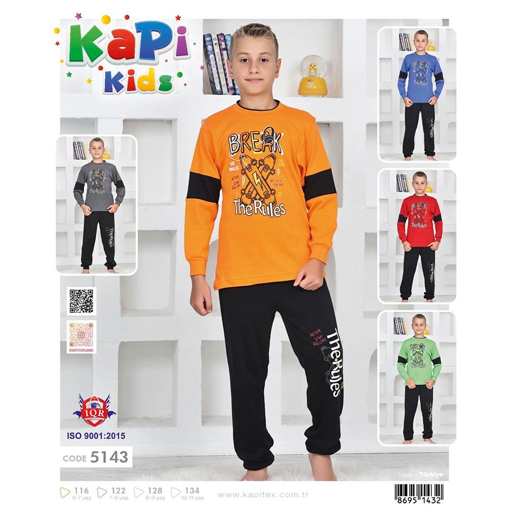 Kapi Kids 5143 Erkek Çocuk Garson İnterlok The Rules Baskılı Uzun Kol Pijama Takımı 6-7-10-11 Yaş