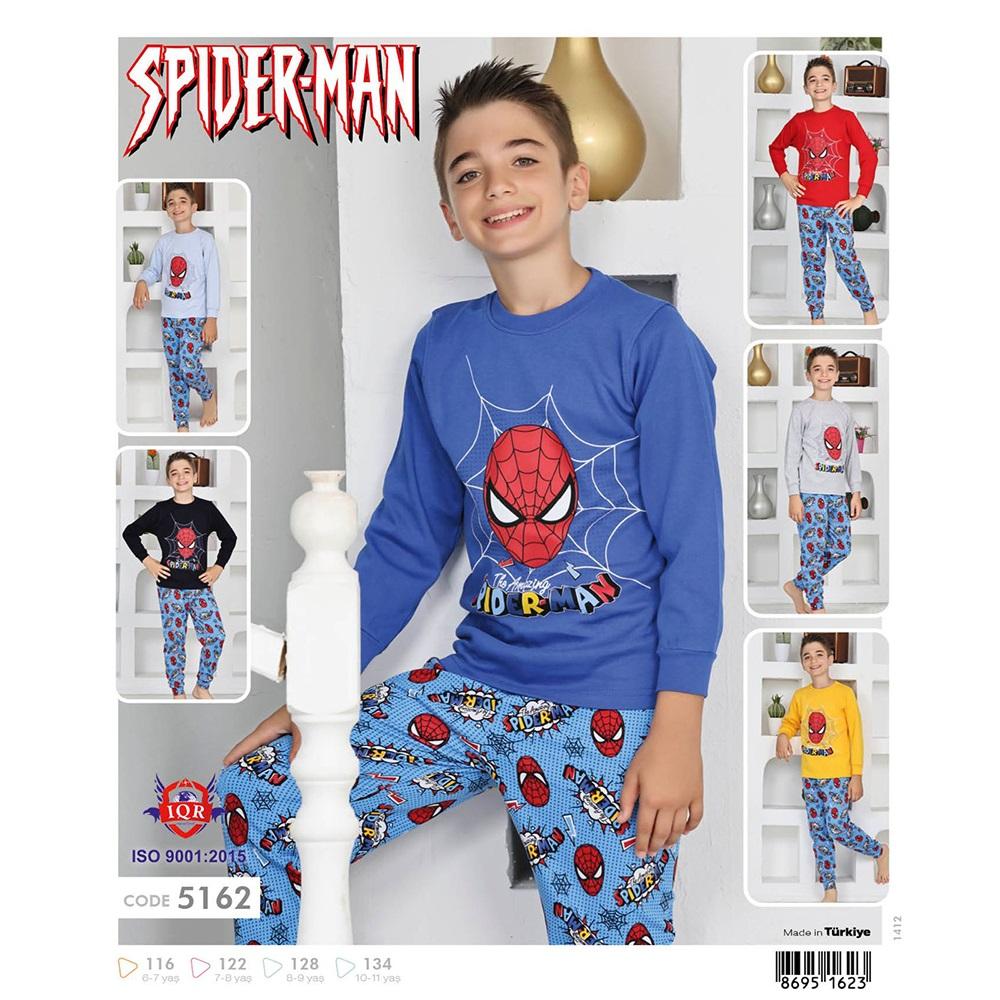 Spıderman 5162 Erkek Çocuk Garson İnterlok Spıderman Baskılı Uzun Kol Pijama Takımı 6-7-10-11 Yaş