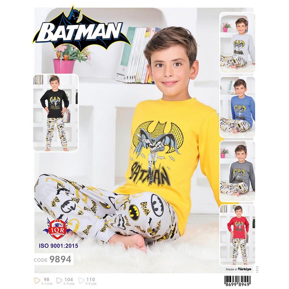 Batman 9894 Erkek Çocuk Garson İnterlok Batman Baskılı Uzun Kol Pijama Takımı 3-4-5-6 Yaş