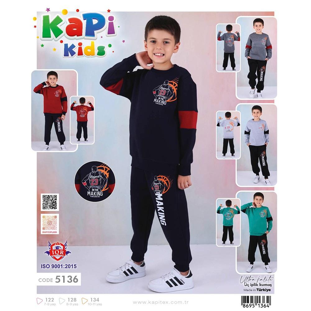 Kapi Kids 5136 Erkek Çocuk 3 İp Makıng Baskılı Uzun Kol Pijama Takımı 7-11 Yaş