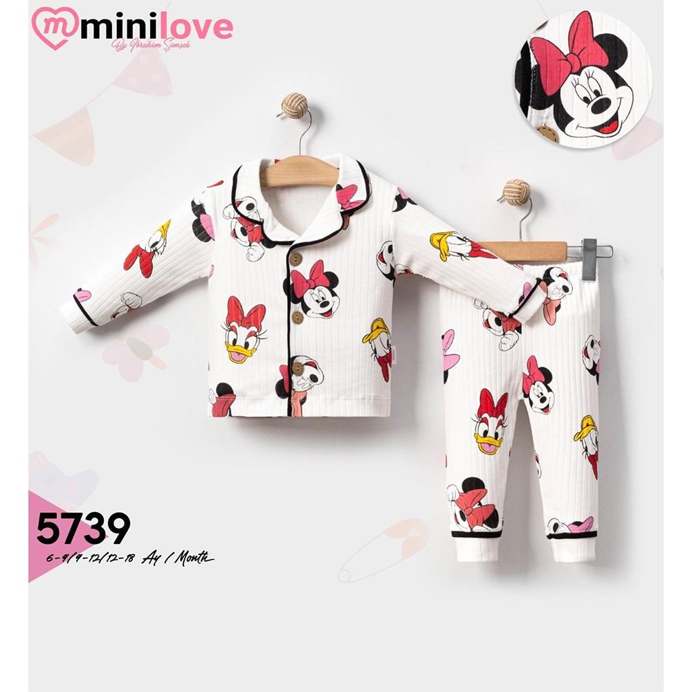 Mini love 5739 Bebe Raporlu Minnie Baskılı Pijama Takımı 6-24 Ay