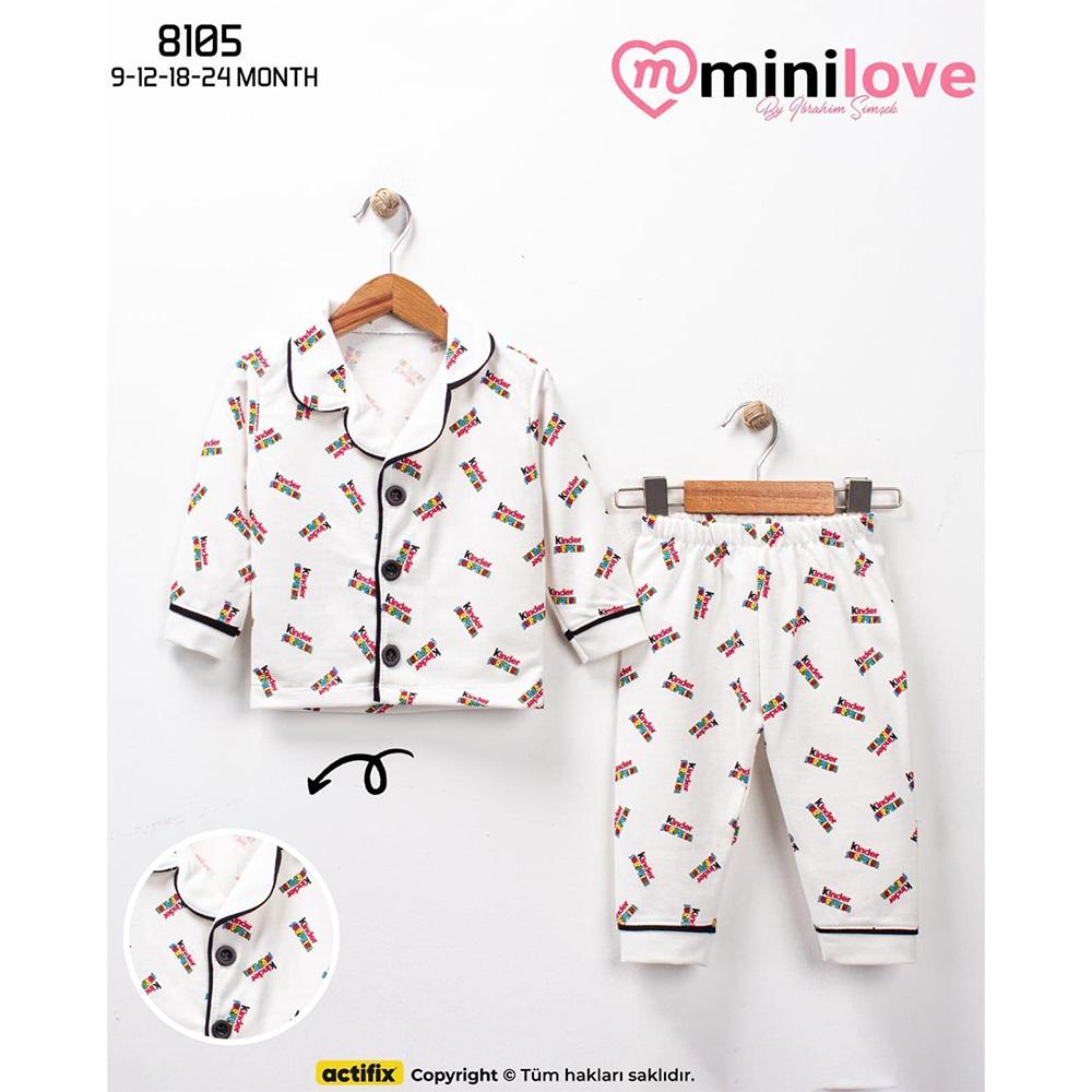 Mini love 8105 Bebe Raporlu Kinder Sürprise Baskılı Pijama Takımı 6-24 Ay