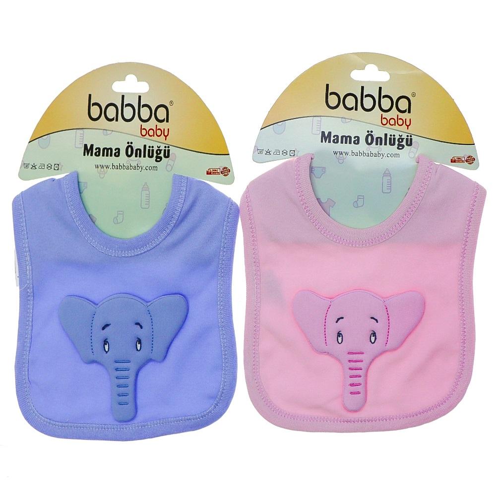 Babba Baby 0016 Bebe Coton Düz Fil Kabartma Nakışlı 6 Lı Mama Önlüğü 0-1 Yaş