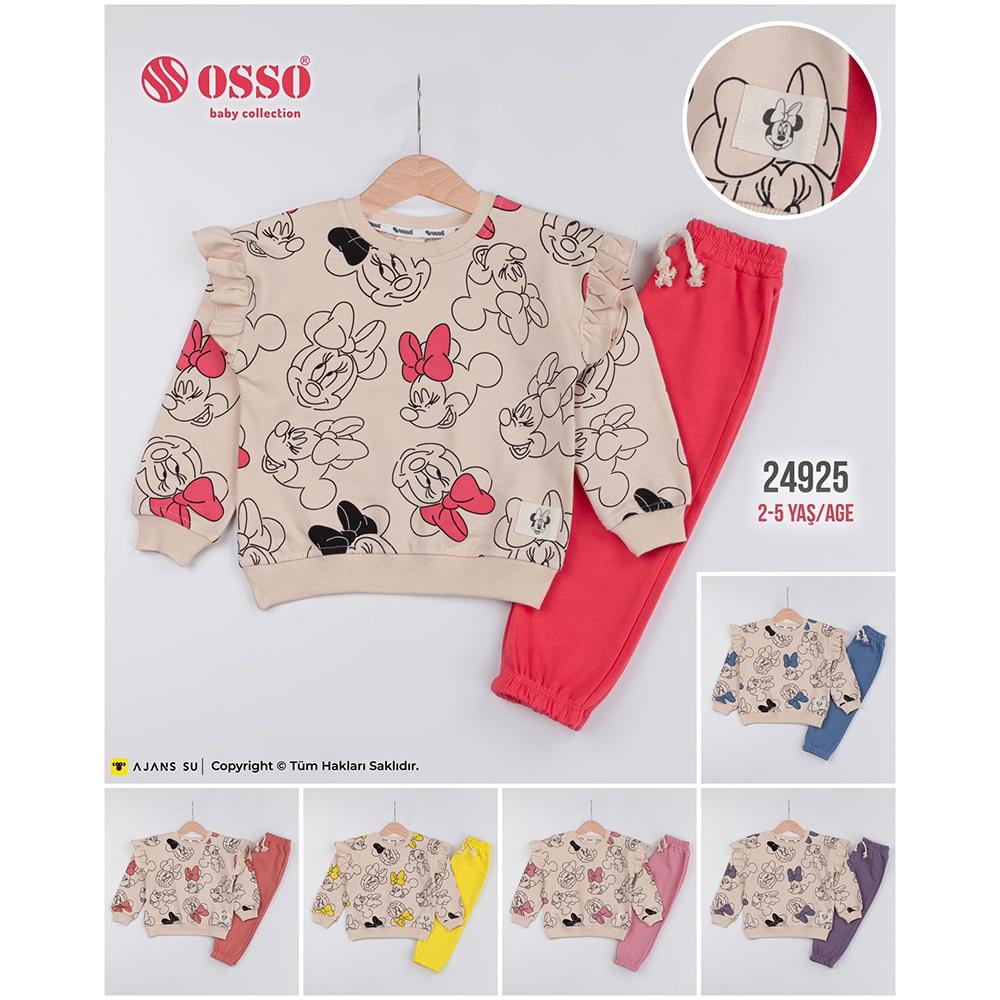 Osso -24-925 Kız Çocuk 2 İplik Minnie Baskılı Takım 2-5 Yaş