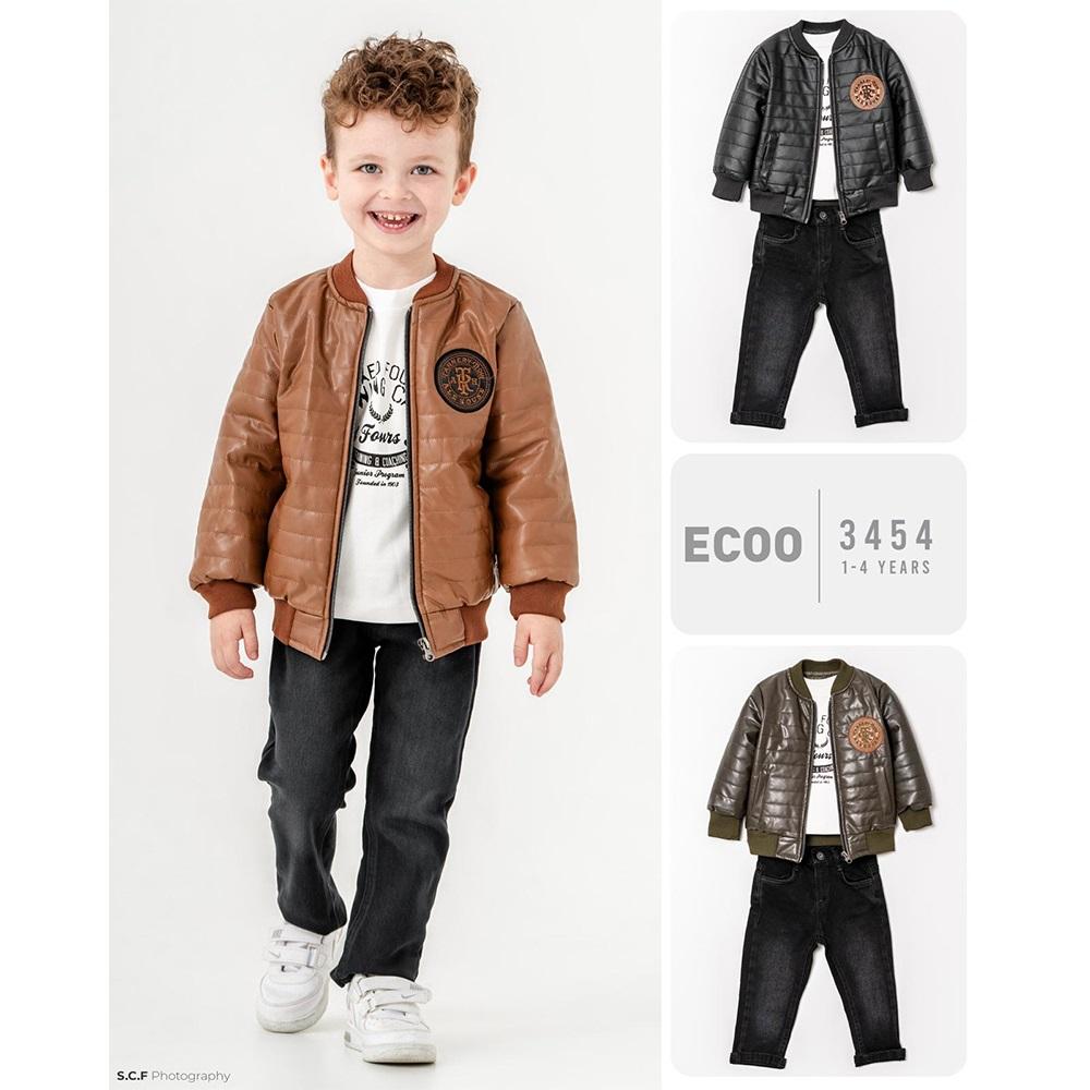 Ecoo Kids 3454 Erkek Çocuk Nakışlı Deri Montlu Kapitone Takım 1-4 Yaş