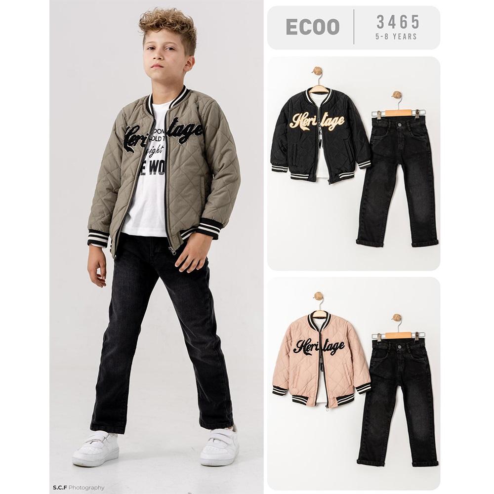 Ecoo Kids 3465 Erkek Çocuk Süzine Nakışlı Kapitone Montlu Takım 5-8 Yaş